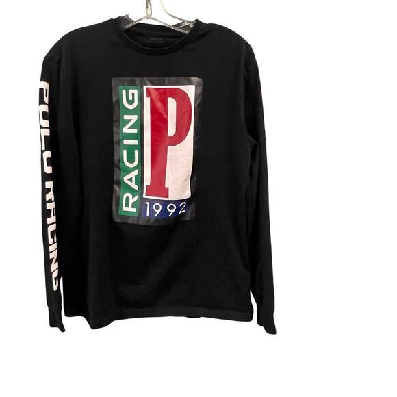 Polo Racing Ralph Lauren Mens Long Sleeve Tee Shirt Black 1992 Size Small - Picture 1 of 4